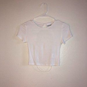 white crisscross back top